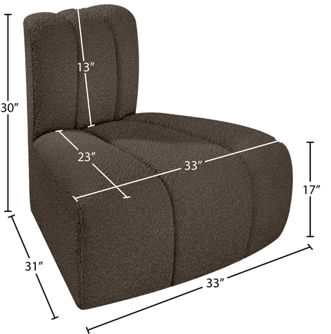 Briar Brown Boucle Fabric Upholstered Modular Reverse Corner Chair, 1 Piece