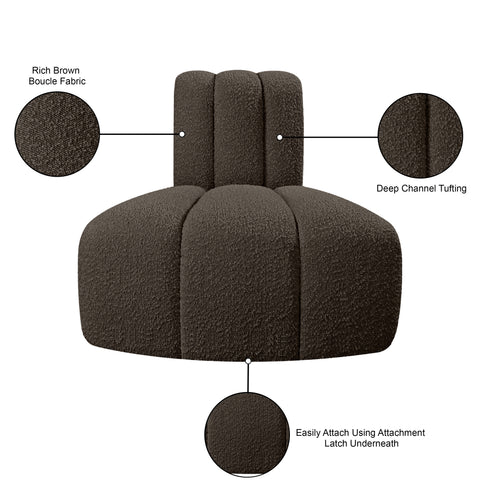Briar Brown Boucle Fabric Upholstered Modular Reverse Corner Chair, 1 Piece