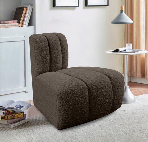 Briar Brown Boucle Fabric Upholstered Modular Reverse Corner Chair, 1 Piece