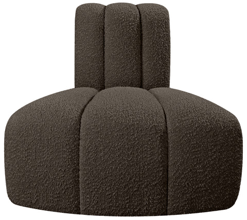 Briar Brown Boucle Fabric Upholstered Modular Reverse Corner Chair, 1 Piece