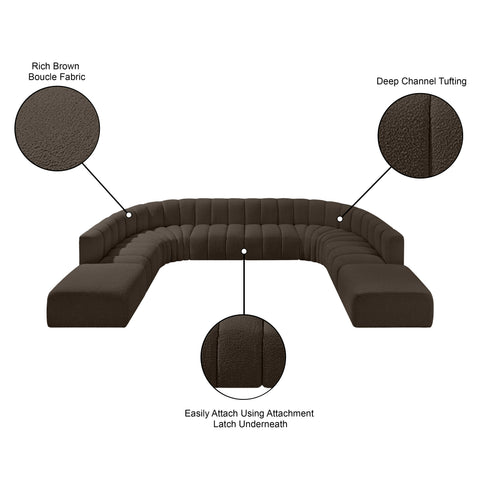 Briar Brown 161 Boucle Fabric Upholstered Modular Sectional, 10-Piece