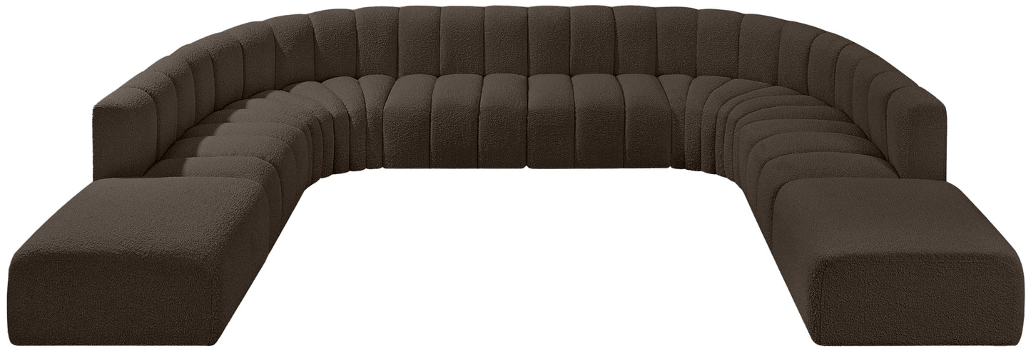 zara brown boucle fabric modular sofa s10a