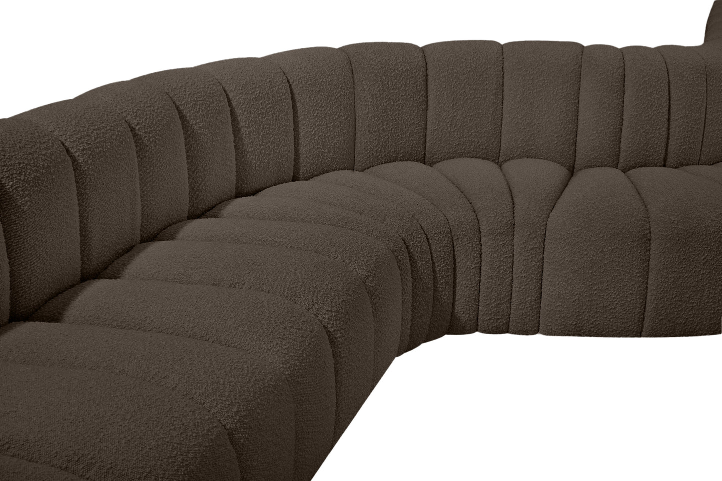 zara brown boucle fabric modular sofa s10a