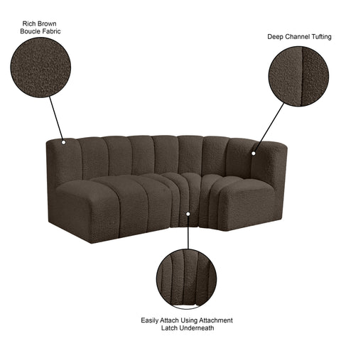 Briar Brown 84 Boucle Fabric Upholstered Modular Sectional, 3-Piece