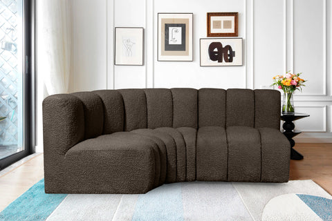 Briar Brown 84 Boucle Fabric Upholstered Modular Sectional, 3-Piece