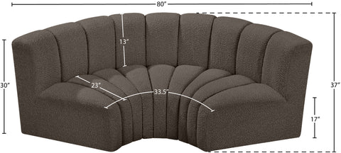 Briar Brown 80 Boucle Fabric Upholstered Modular Sectional, 3-Piece