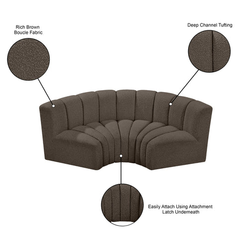 Briar Brown 80 Boucle Fabric Upholstered Modular Sectional, 3-Piece