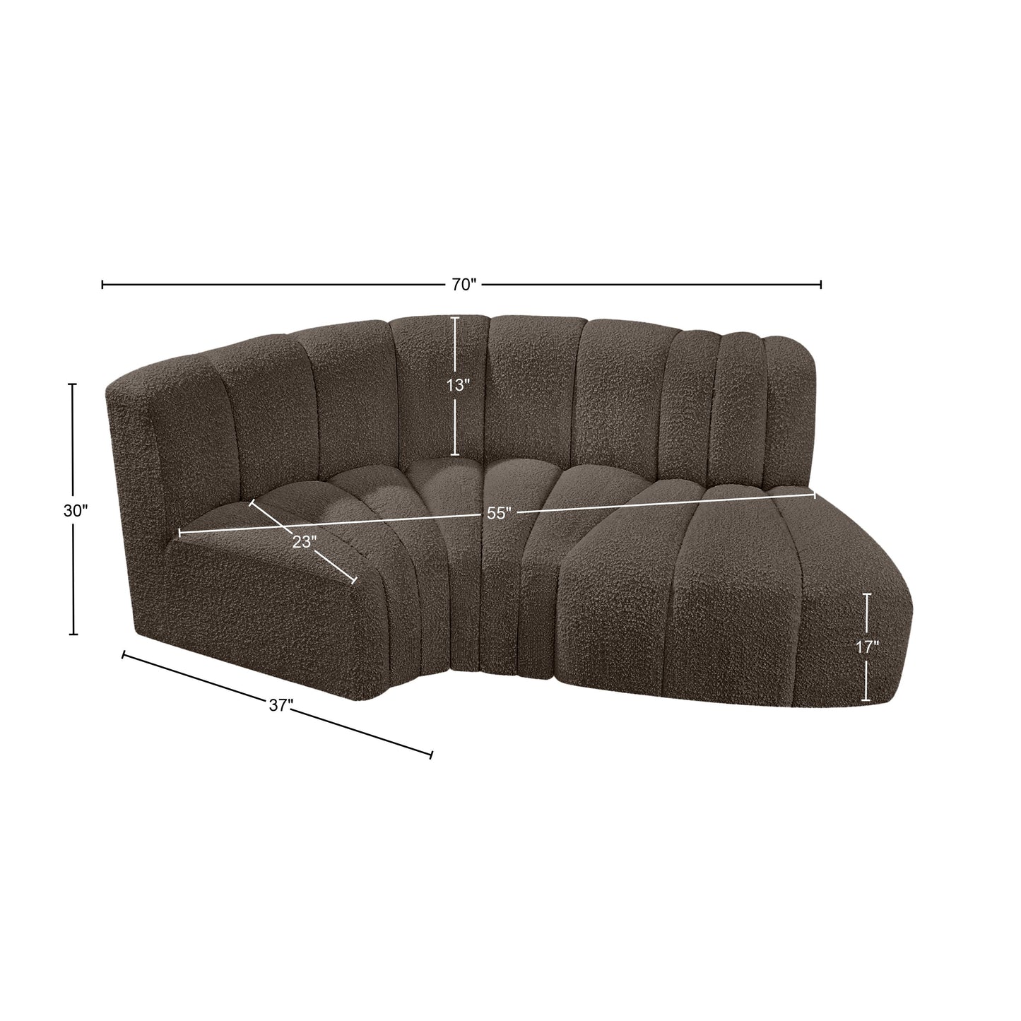 zara brown boucle fabric modular sofa s3d