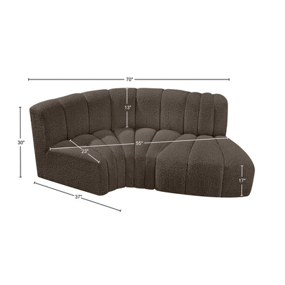 Zara Brown Boucle Fabric Modular Sofa S3D