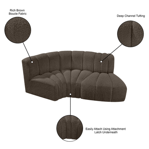 Briar Brown 70 Boucle Fabric Upholstered Modular Sectional, 3-Piece