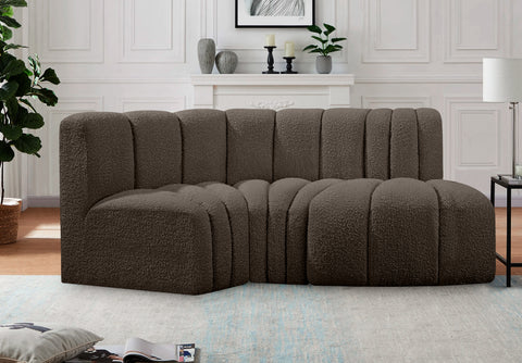 Briar Brown 70 Boucle Fabric Upholstered Modular Sectional, 3-Piece