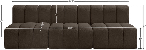 Briar Brown 89.5 Boucle Fabric Upholstered Modular Sectional, 3-Piece