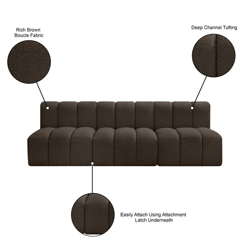 Briar Brown 89.5 Boucle Fabric Upholstered Modular Sectional, 3-Piece
