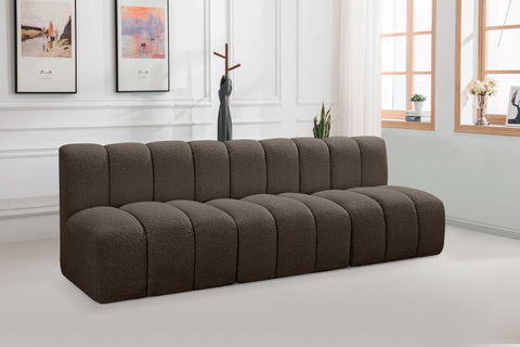 Briar Brown 89.5 Boucle Fabric Upholstered Modular Sectional, 3-Piece