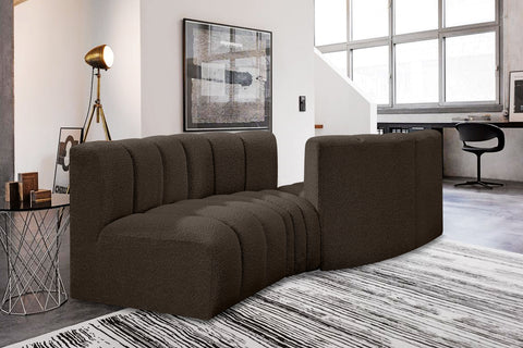 Yara 108" Brown Boucle Fabric Upholstered Sectional, 4-Piece