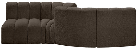 Yara 108" Brown Boucle Fabric Upholstered Sectional, 4-Piece