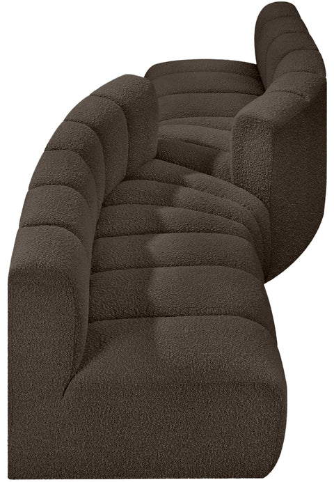 Yara 108" Brown Boucle Fabric Upholstered Sectional, 4-Piece