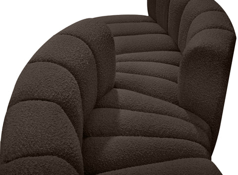Yara 108" Brown Boucle Fabric Upholstered Sectional, 4-Piece