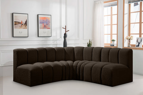 Yara 103" Brown Boucle Fabric Upholstered Sectional, 4-Piece