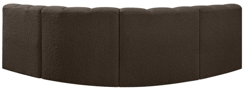 Yara 103" Brown Boucle Fabric Upholstered Sectional, 4-Piece