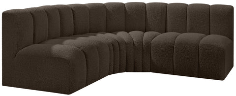 Yara 103" Brown Boucle Fabric Upholstered Sectional, 4-Piece