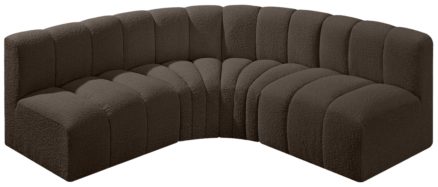 zara brown boucle fabric modular sofa s4b