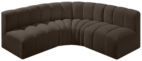 Yara 103" Brown Boucle Fabric Upholstered Sectional, 4-Piece