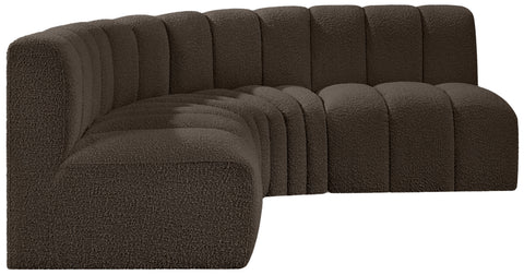 Yara 103" Brown Boucle Fabric Upholstered Sectional, 4-Piece