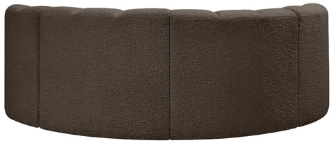 Yara 88" Brown Boucle Fabric Upholstered Sectional, 4-Piece