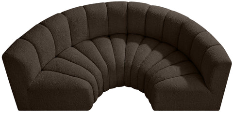 Yara 88" Brown Boucle Fabric Upholstered Sectional, 4-Piece