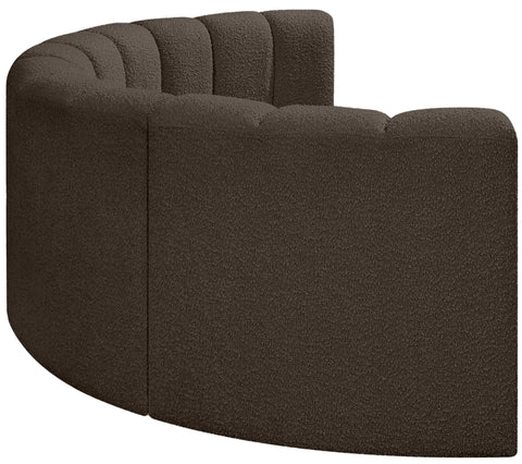 Yara 88" Brown Boucle Fabric Upholstered Sectional, 4-Piece