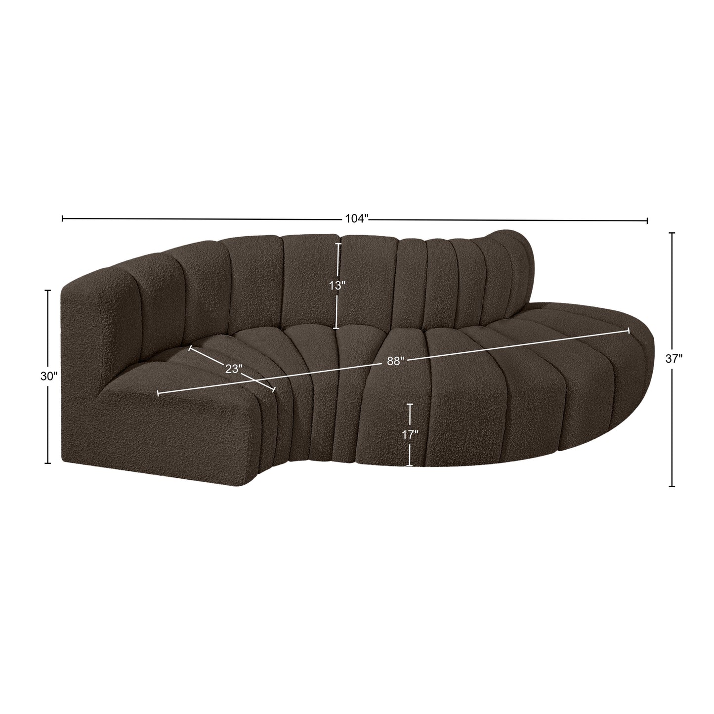 zara brown boucle fabric modular sofa s4d