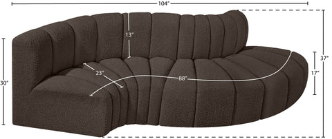 Yara 104" Brown Boucle Fabric Upholstered Sectional, 4-Piece