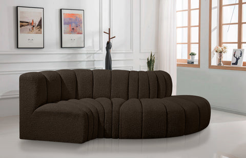 Yara 104" Brown Boucle Fabric Upholstered Sectional, 4-Piece