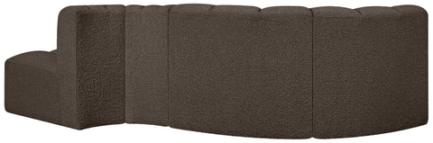 Yara 104" Brown Boucle Fabric Upholstered Sectional, 4-Piece