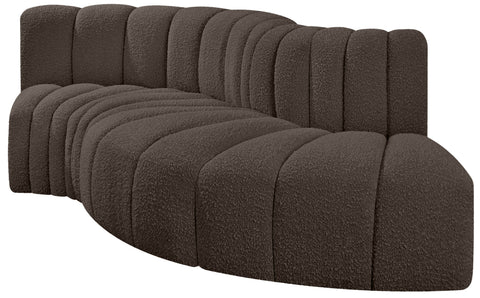 Yara 104" Brown Boucle Fabric Upholstered Sectional, 4-Piece