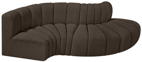 Yara 104" Brown Boucle Fabric Upholstered Sectional, 4-Piece