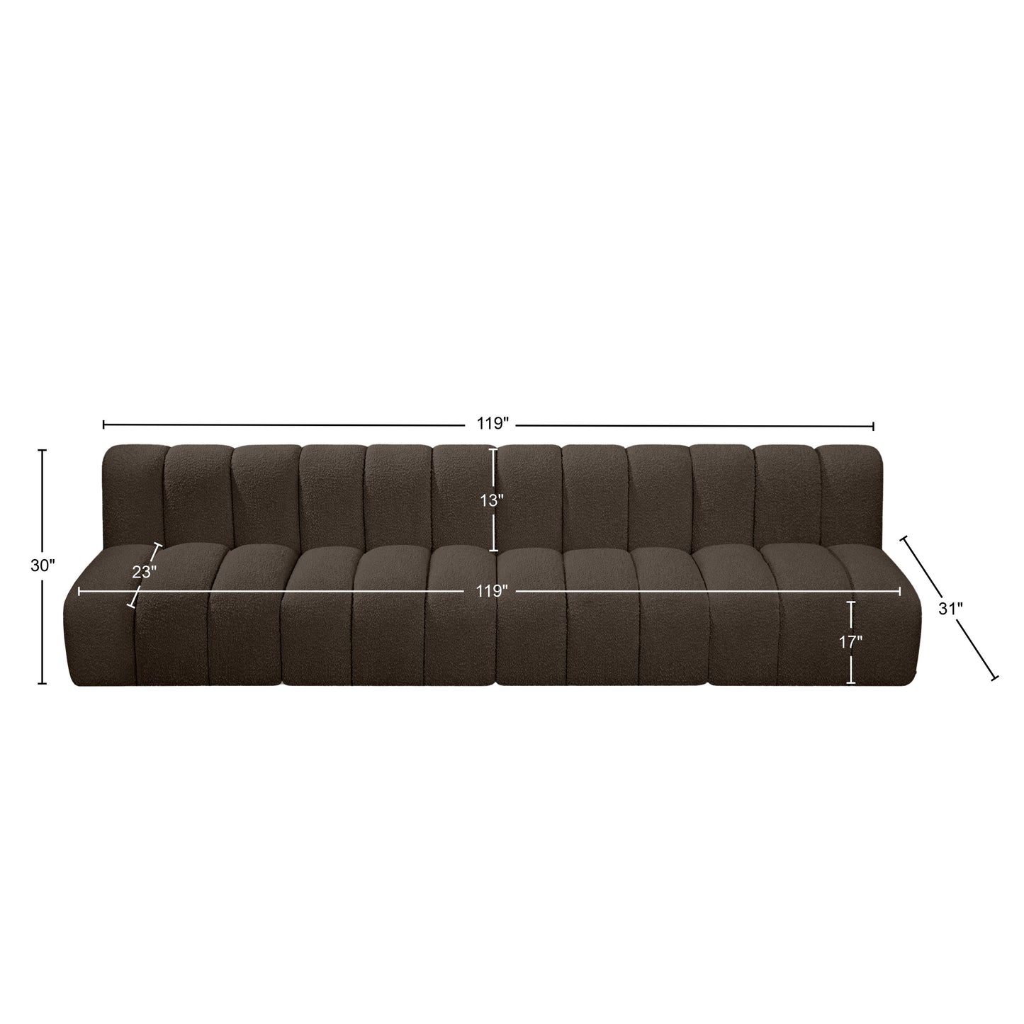 zara brown boucle fabric modular sofa s4e