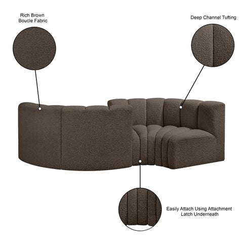 Yara 102" Boucle Fabric Upholstered Sectional, 4-Piece