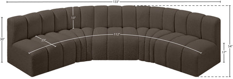 Briar Brown 133 Boucle Fabric Upholstered Modular Sectional, 5-Piece