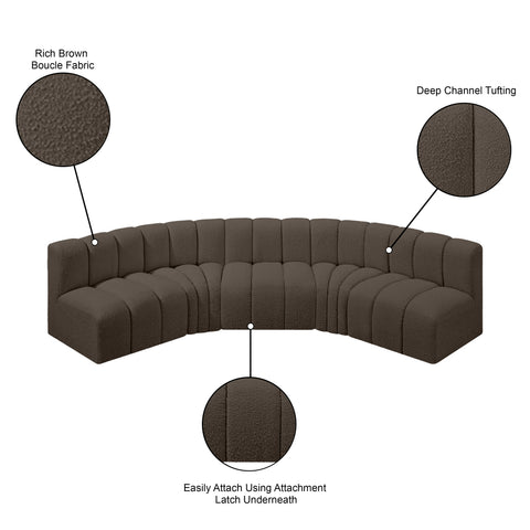 Briar Brown 133 Boucle Fabric Upholstered Modular Sectional, 5-Piece