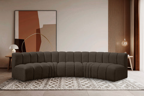 Briar Brown 133 Boucle Fabric Upholstered Modular Sectional, 5-Piece