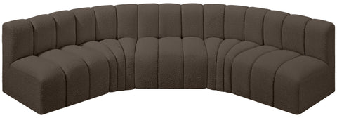 Briar Brown 133 Boucle Fabric Upholstered Modular Sectional, 5-Piece