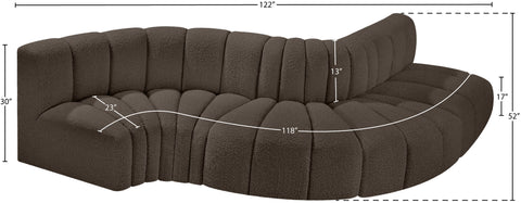Briar Brown 122 Boucle Fabric Upholstered Modular Sectional, 5-Piece