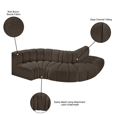 Briar Brown 122 Boucle Fabric Upholstered Modular Sectional, 5-Piece