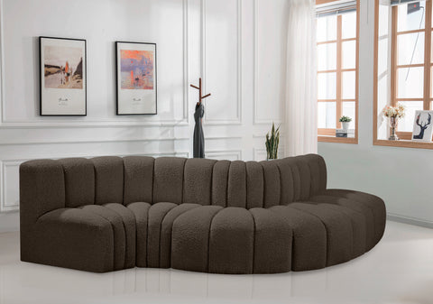 Briar Brown 122 Boucle Fabric Upholstered Modular Sectional, 5-Piece