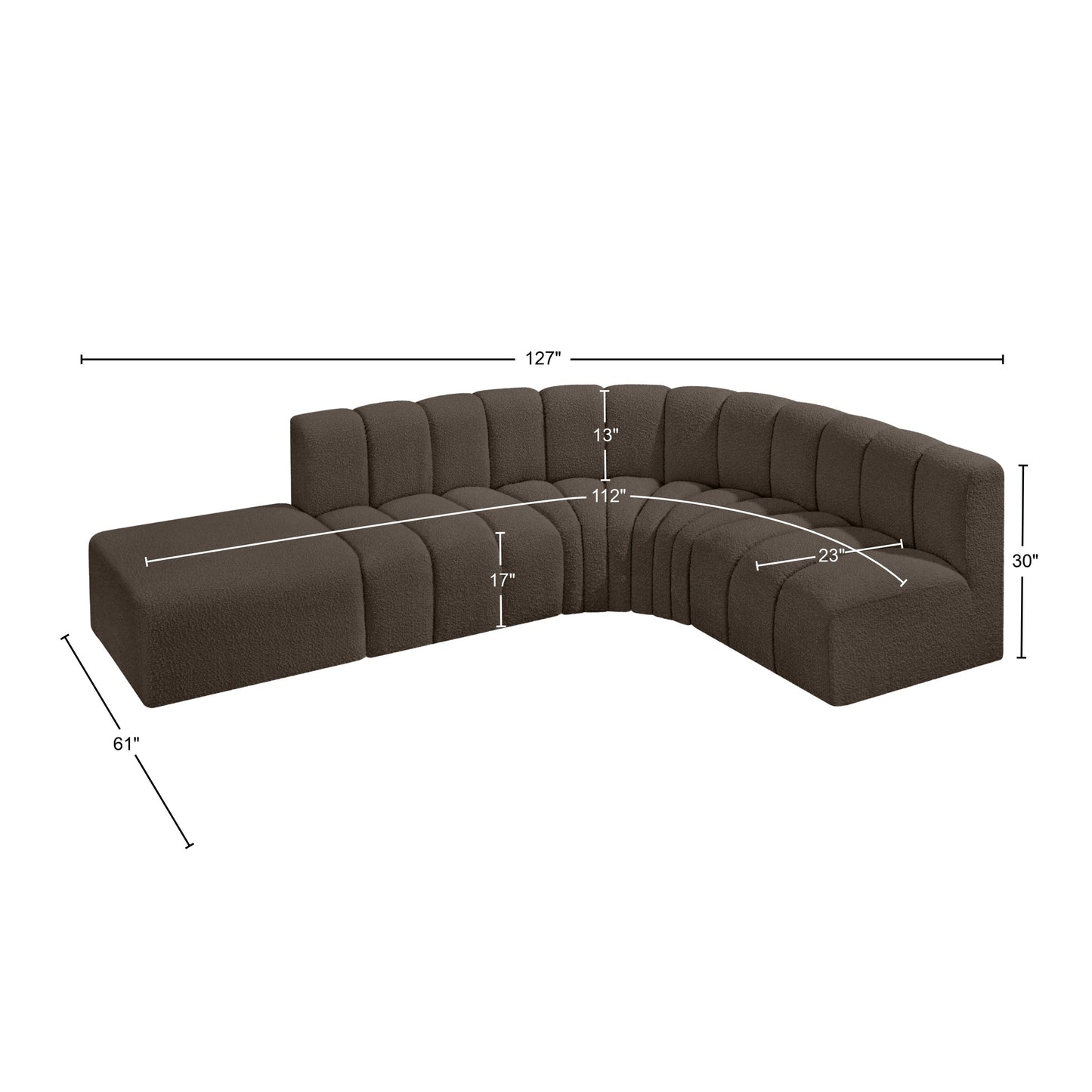 zara brown boucle fabric modular sofa s5c