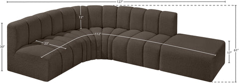 Briar Brown 127 Boucle Fabric Upholstered Modular Sectional, 5-Piece