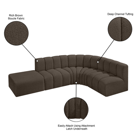 Briar Brown 127 Boucle Fabric Upholstered Modular Sectional, 5-Piece