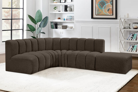 Briar Brown 127 Boucle Fabric Upholstered Modular Sectional, 5-Piece